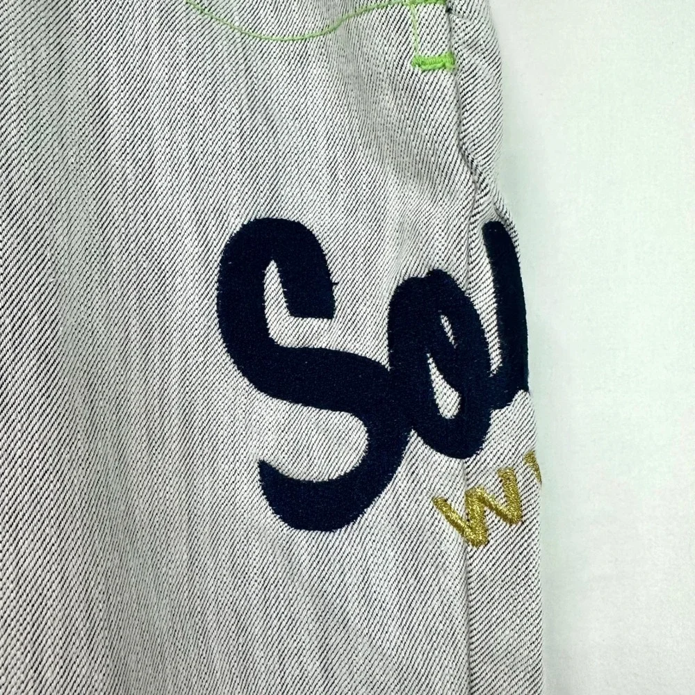 SOUTHPOLE Vintage Y2K Gray Embroidered Spell Out Logo Wide Leg Baggy Jeans 15